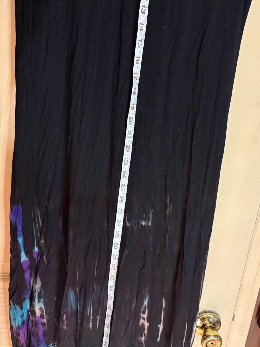 Black Short Sleeve Maxi Dress with Blue & Purple Tie-Dye Hem - Picture 9 of 9
